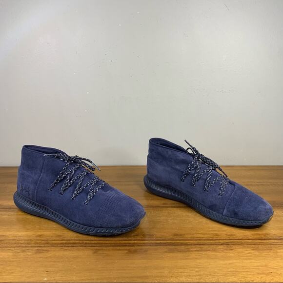 Under Armour UA Mens Veloce Blue Suede Sneaker Size 11 - Picture 4 of 9